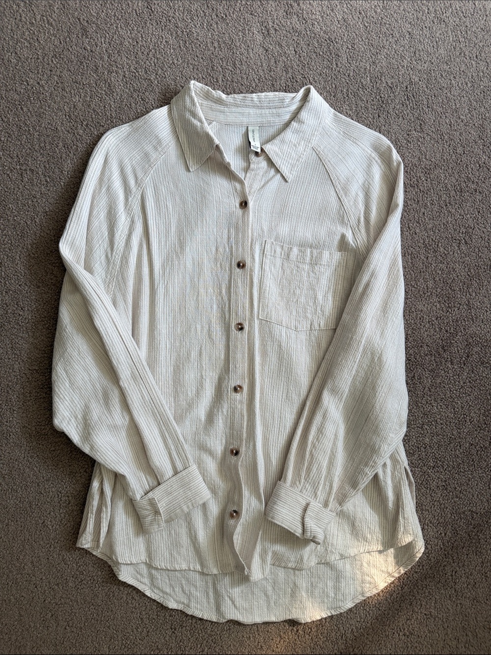 Light Cream Women's Button-Up Blouse with Pocket